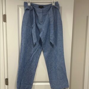 Talbots Petites 100% Linen Light Blue Trousers